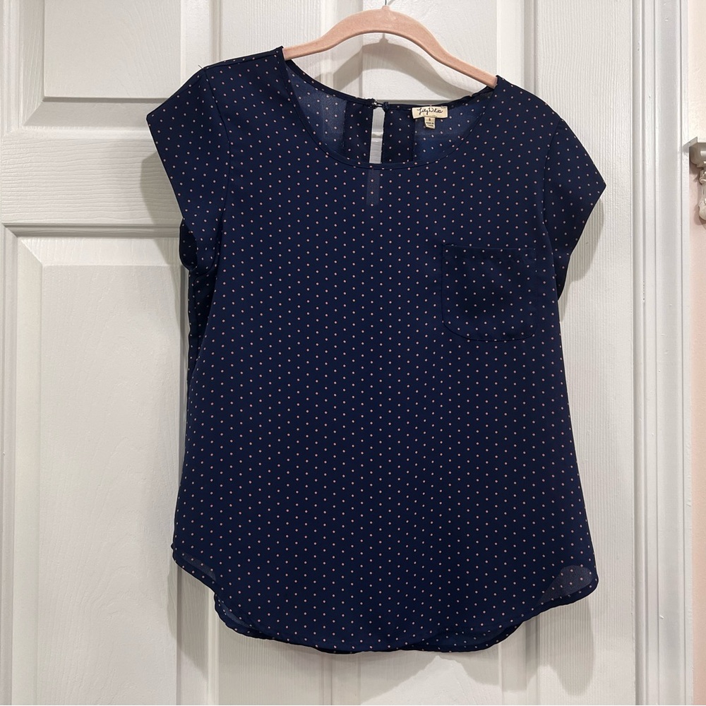 Women's Navy & Pink Polka Dot Top